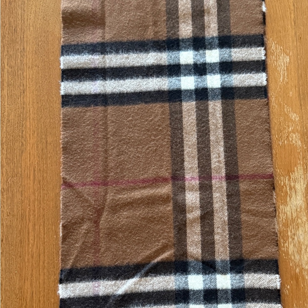 Burberry Birch Brown and Black Cashmere Scarf with Signature Check